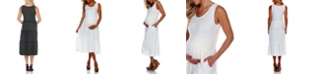 White Mark Maternity Plus Size Scoop Neck Tiered Midi Dress
